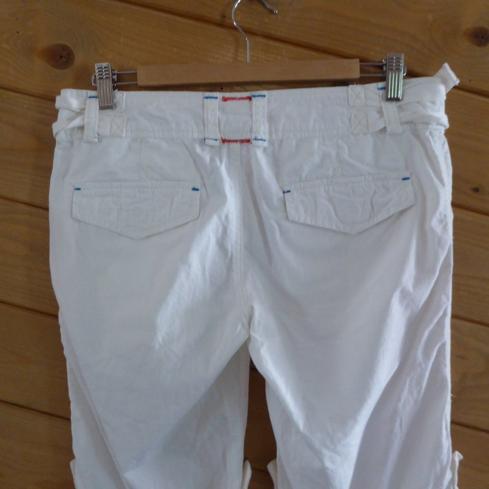 Free People White 100% Cotton Cargo Cuff Shorts Bermuda Pants Casual Jeans 4 - Picture 6 of 8